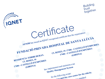 IQNET Certificate Fundació Privada Hospital de Santa Llúcia