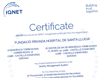 IQNET Certificate Fundació Privada Hospital de Santa Llúcia